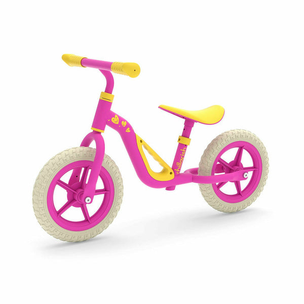 Bicicleta de echilibru usoara Charlie, Cu ghidon si sa reglabile, Greutate 2.5 Kg, Cu roti din spuma EVA, 10 inch, Pentru 18 luni - 48 luni, Pink, Chillafish