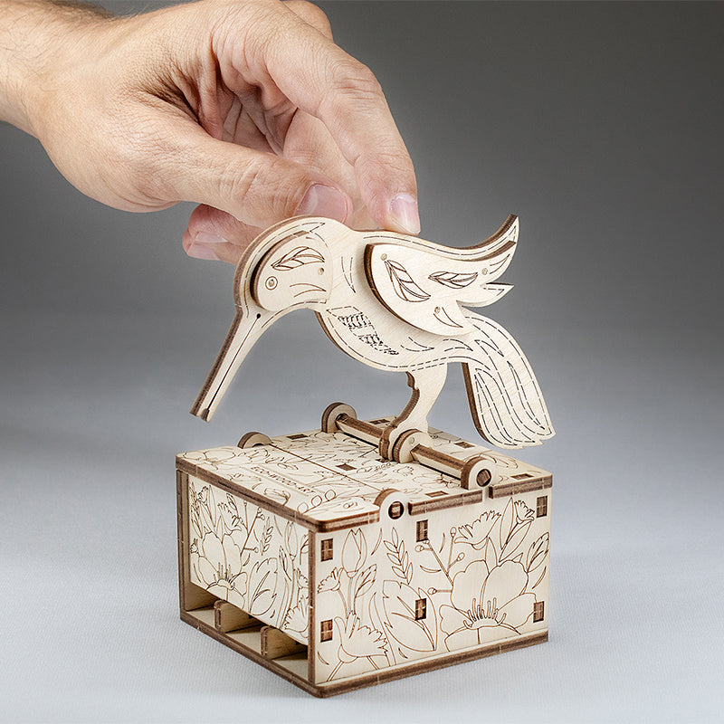 Set constructie mini cu mecanism Puzzle 3D BIRD din lemn 38 piese @ EWA
