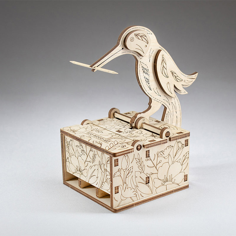 Set constructie mini cu mecanism Puzzle 3D BIRD din lemn 38 piese @ EWA