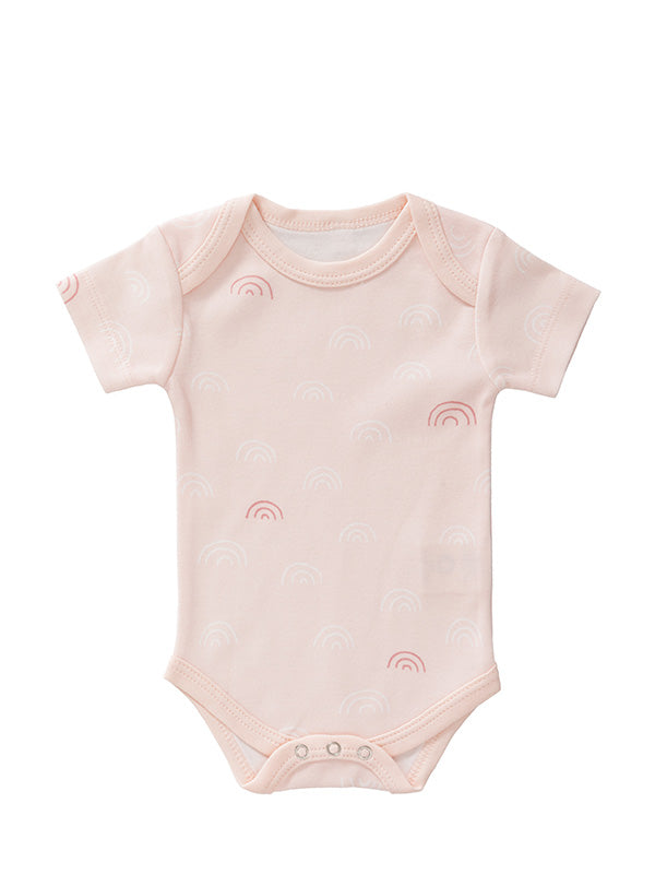 Body maneca scurta 6-12 luni, din bumbac organic, model Rainbow rose, Fresk