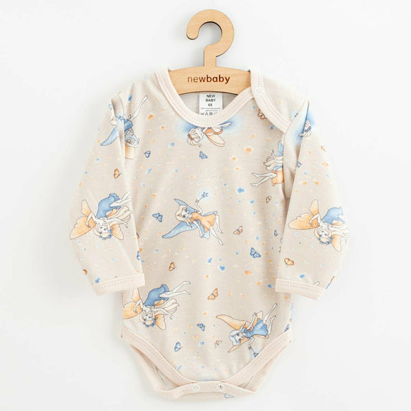 Body cu maneca lunga, Cu capse, Marime 68, Din bumbac 100%, Fairy, New Baby