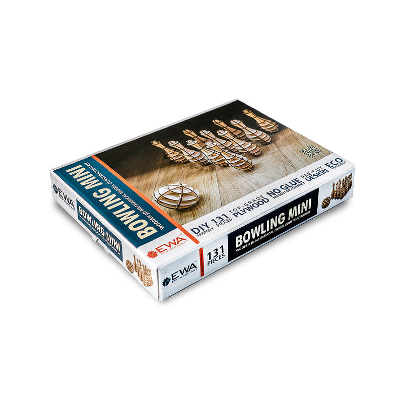 Set constructie mini cu mecanism Puzzle 3D MINI BOWLING din lemn 131 piese @ EWA