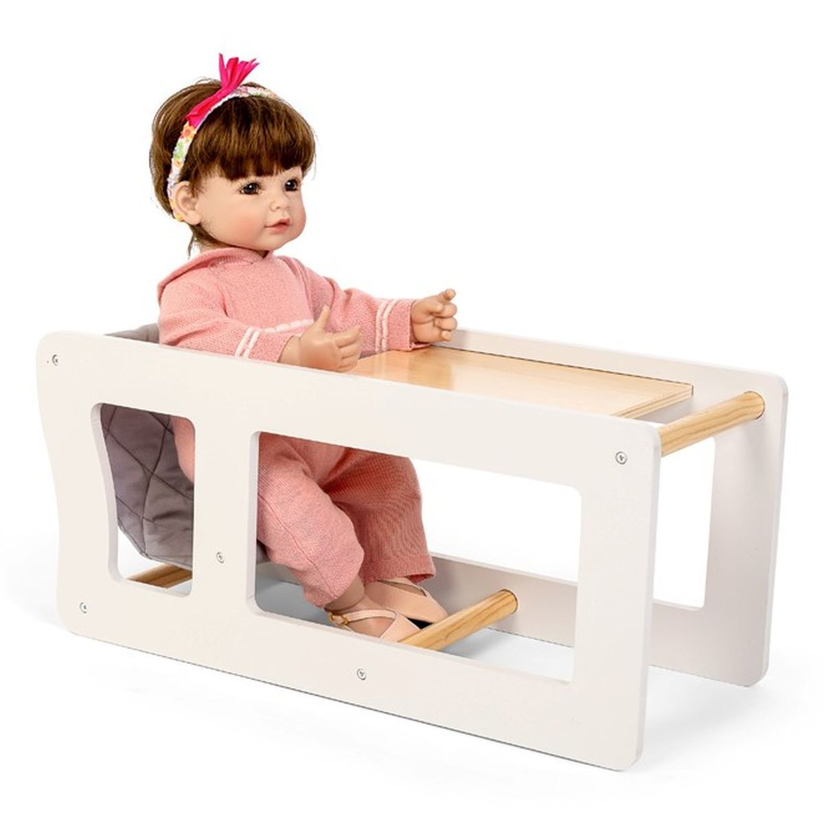 Scaun bebe pentru papusi, alb-natur, +3 ani, byAstrup - Manute Creative