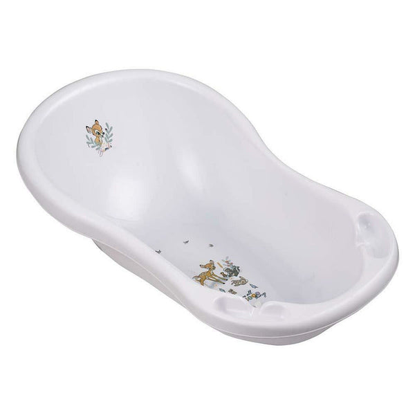 Cadita ergonomica de baie cu dop de scurgere, Maria, 84 x 49 x 30 cm, Bambi, Nordic White, Keeeper