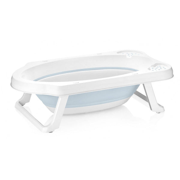 Cadita pliabila pentru bebelusi cu dop de scurgere, Maja, 82 x 48 x 23.5 cm, Cloudy Blue, Keeeper