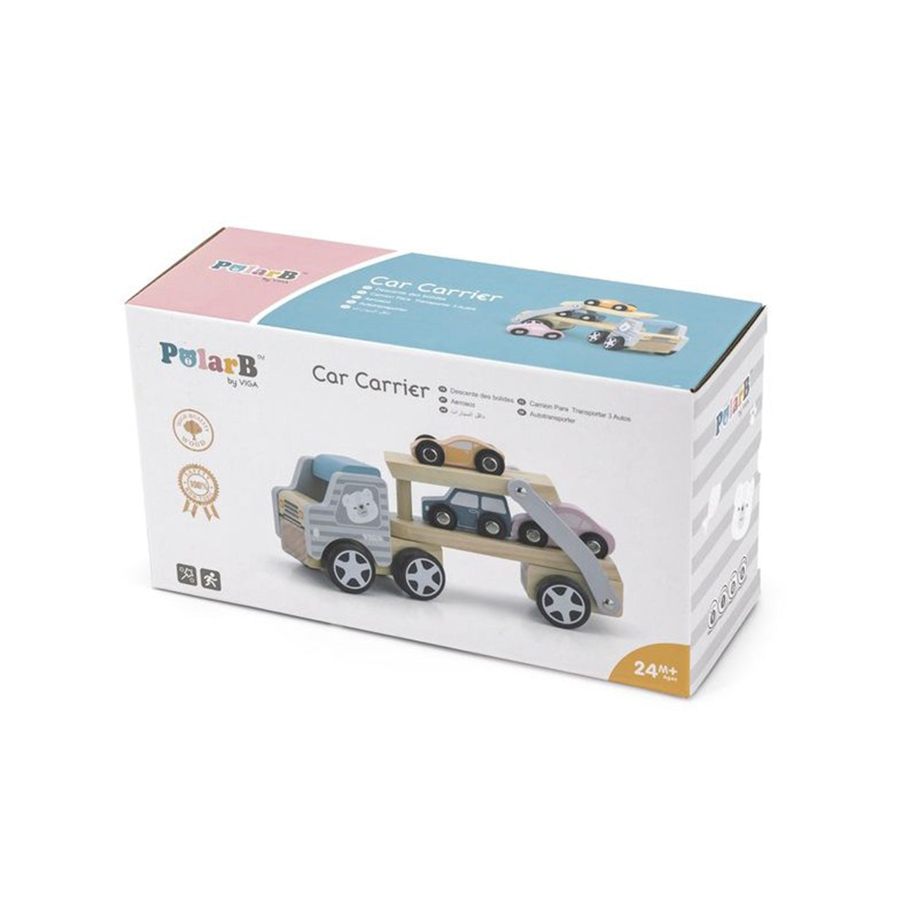 Jucarie de lemn, Camion transportor cu 3 masinute, +2ani, PolarB, VIGA