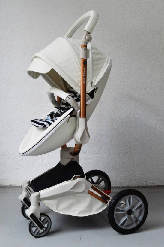 Carucior Copii Hot Mom 360 Alb 3 in 1, varsta intre 0 si 3 ani, Cadru, Landou, Modul Sport, Scoica auto si Accesorii