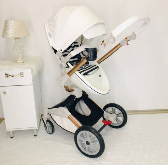 Carucior Copii Hot Mom 360 Alb 3 in 1, varsta intre 0 si 3 ani, Cadru, Landou, Modul Sport, Scoica auto si Accesorii