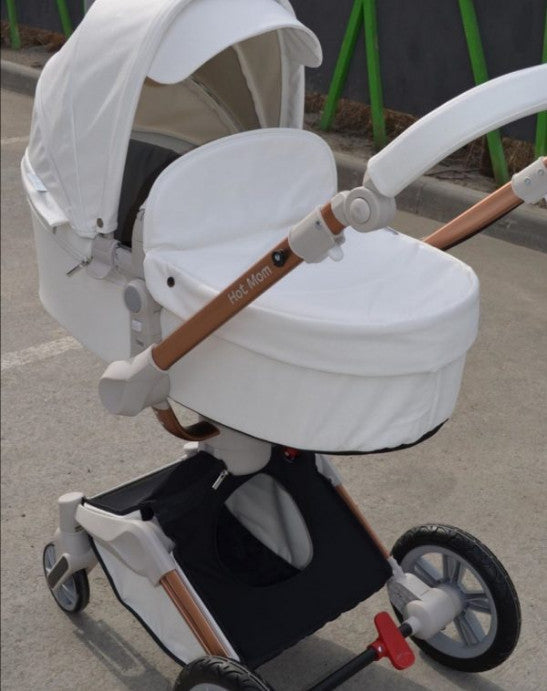 Carucior Copii Hot Mom 360 Alb 3 in 1, varsta intre 0 si 3 ani, Cadru, Landou, Modul Sport, Scoica auto si Accesorii