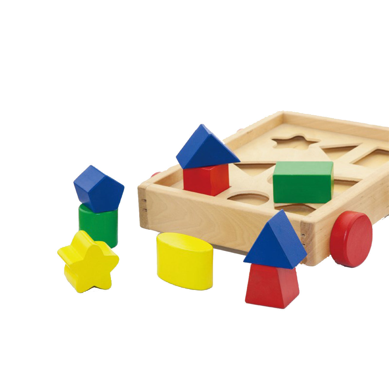 Carucior din lemn sortator cu forme geometrice, +2ani, VIGA