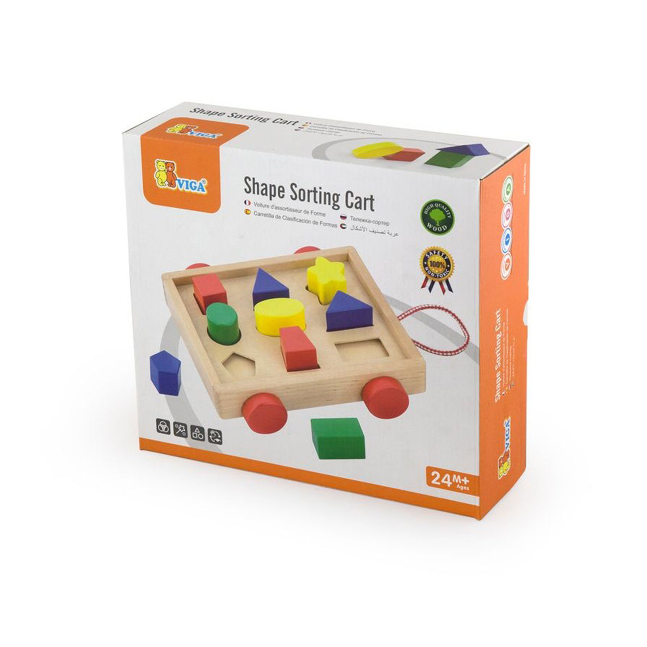Carucior din lemn sortator cu forme geometrice, +2ani, VIGA