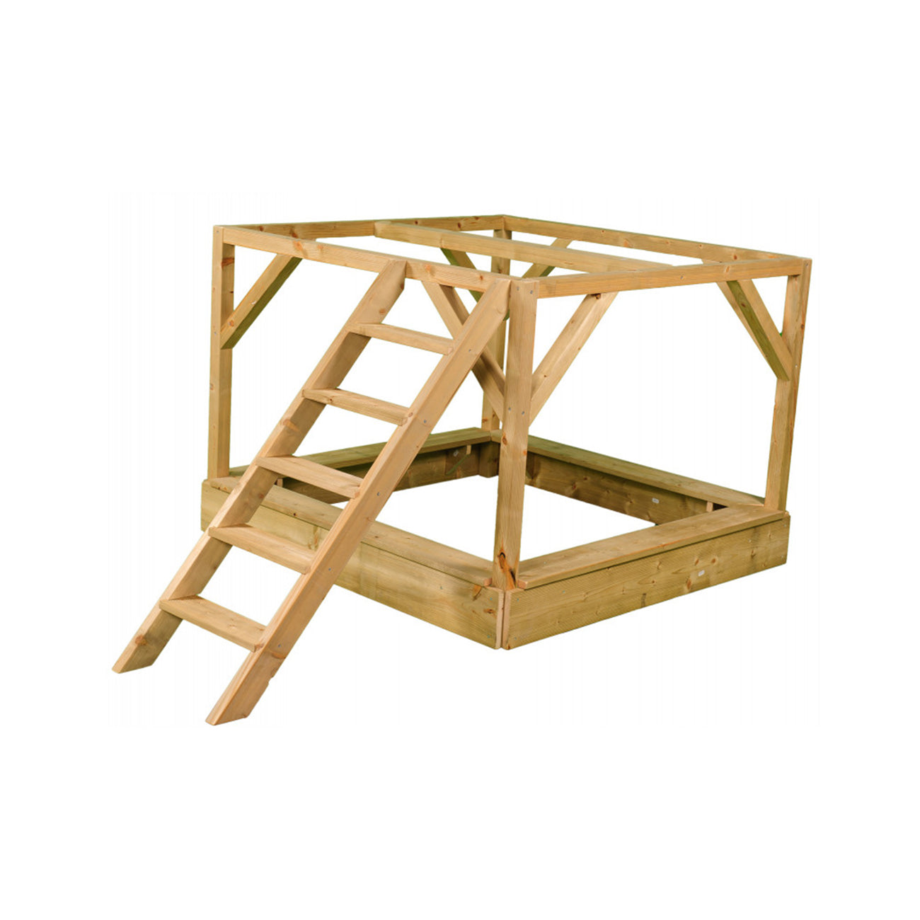 Casuta de gradina pentru copii, Nordic Adventure House cu platforma, loc pentru nisip, tobogan si leagan dublu, +3ani, Wendi Toys