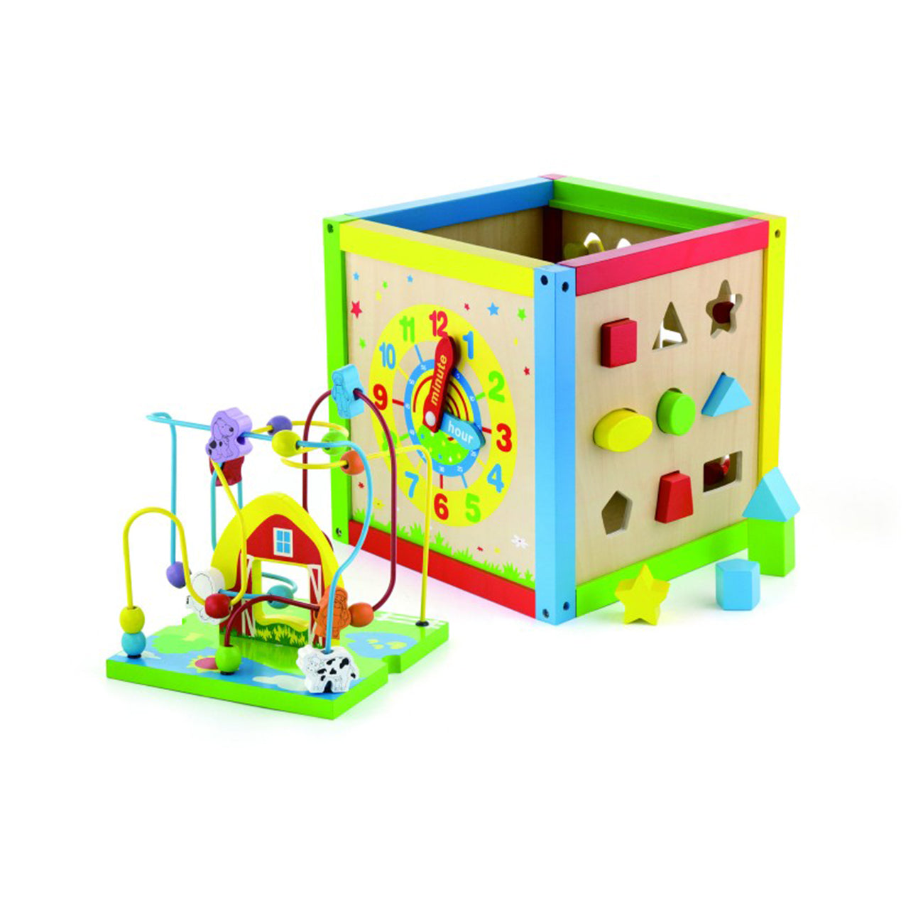 Centru de activitati mare 5 in 1, din lemn, tip Montessori, +18luni, VIGA