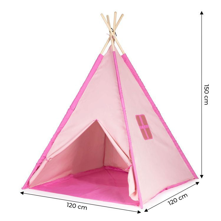 Cort tip indian pentru copii, Wigwam, 120 x 120 x 150 cm, Roz, Ecotoys