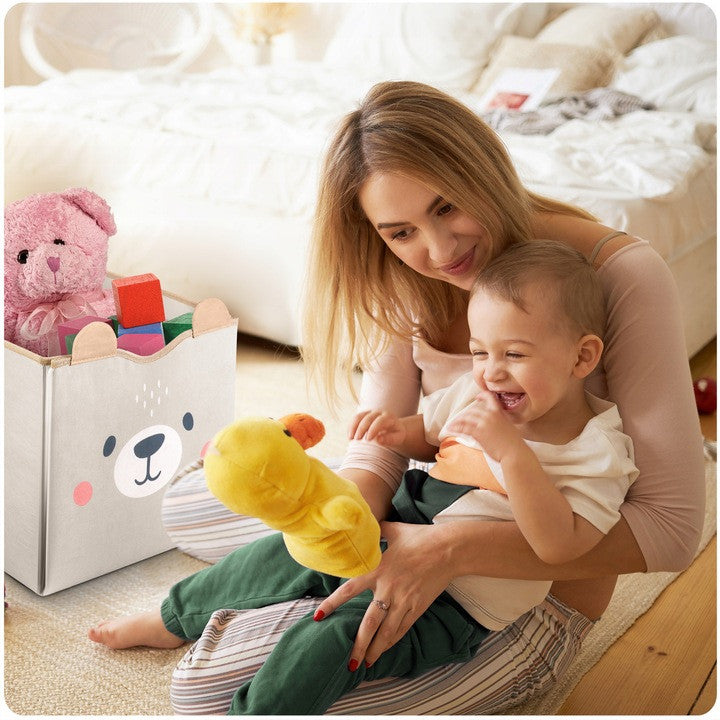 Covoras educational pentru copii, 103,5 x 97,5 cm, 2in1, Organizator jucarii, 33 x 39 x 36,5 cm, Nukido, Gri