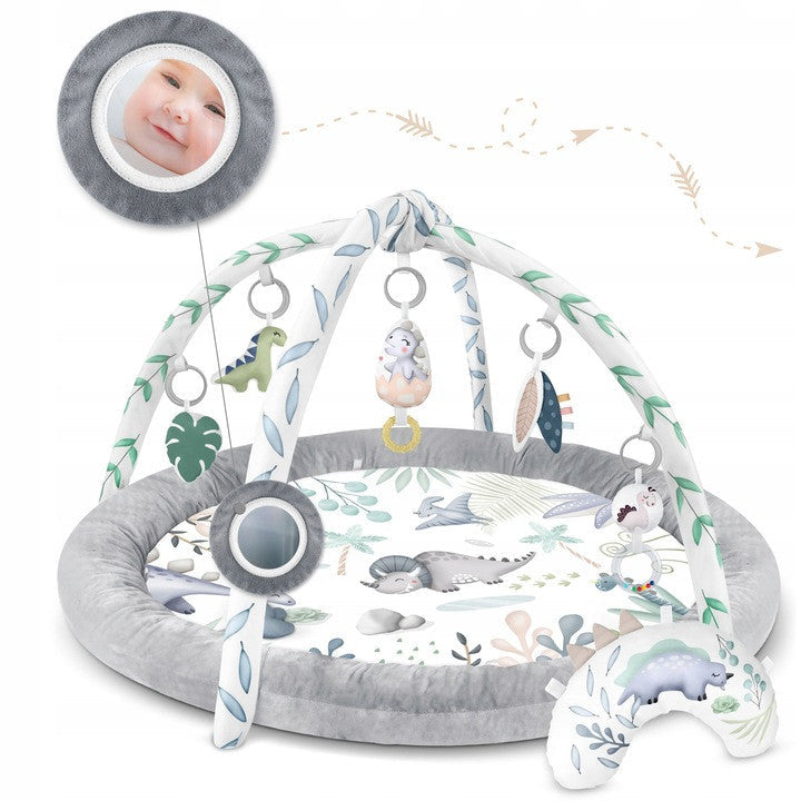 Covoras educativ pentru copii, multifunctional, pereti babynest, 7 jucarii interactive, oglinda, Dino, 97 x 78 cm, Nukido