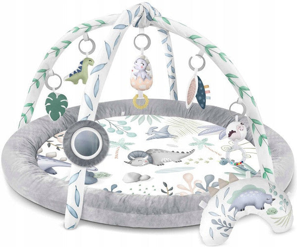 Covoras educativ pentru copii, multifunctional, pereti babynest, 7 jucarii interactive, oglinda, Dino, 97 x 78 cm, Nukido