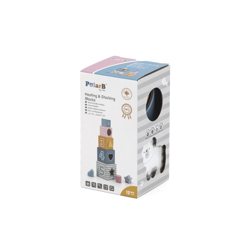 Cuburi de stivuit, tip Montessori, + 12 luni, PolarB, VIGA