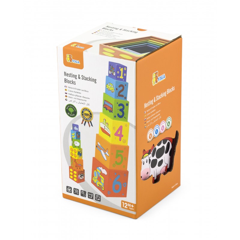 Cuburi de stivuit, tip Montessori, +12 luni, VIGA