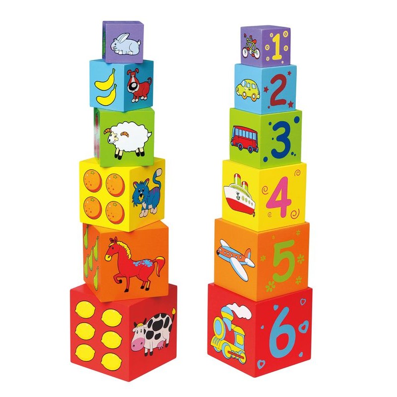 Cuburi de stivuit, tip Montessori, +12 luni, VIGA