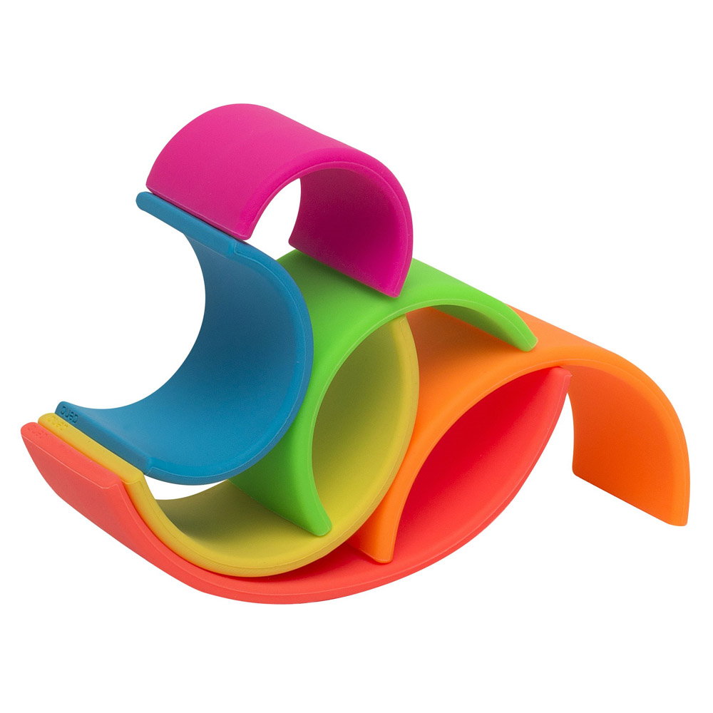 Rainbow, joc montessori de stivuire, 6 piese, neon, Dena Toys