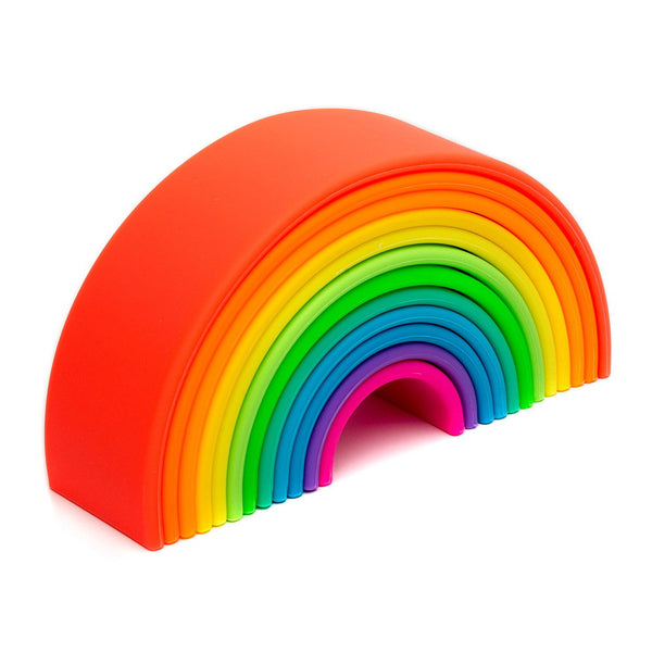Rainbow, joc montessori de stivuire, 12 buc, neon, Dena Toys