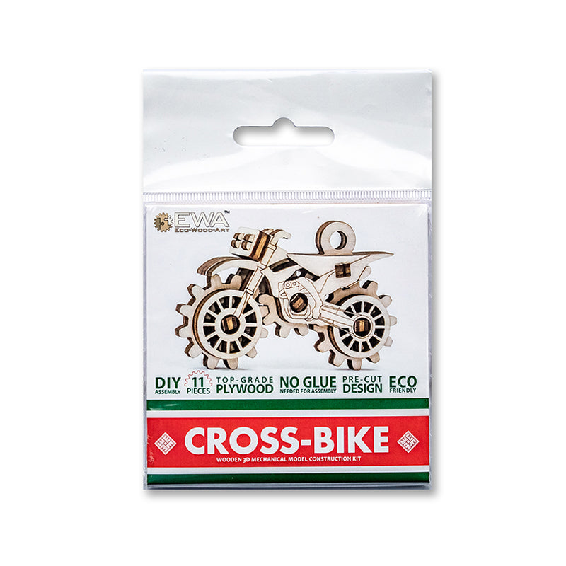 Set constructie mini cu mecanism Puzzle 3D EWICK: CROSSBIKE din lemn 11 piese @ EWA