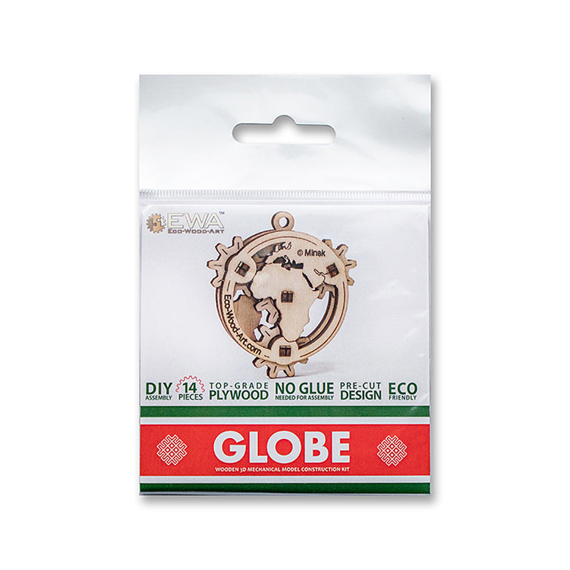 Set constructie mini cu mecanism Puzzle 3D EWICK: GLOBE din lemn 14 piese @ EWA