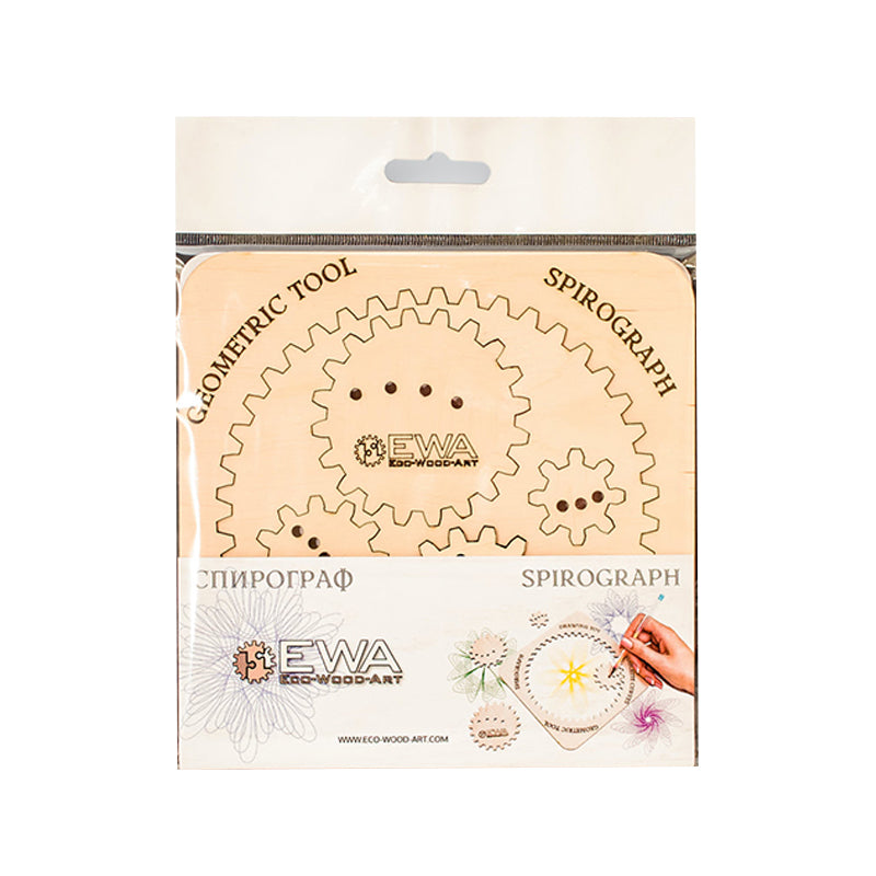 Set constructie mini cu mecanism Puzzle 3D WOODEN SPIROGRAPH din lemn 6 piese @ EWA