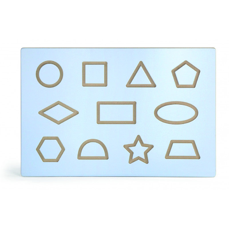 Panou educativ Exerseaza scrierea - Forme geometrice, din lemn, +3ani, VIGA