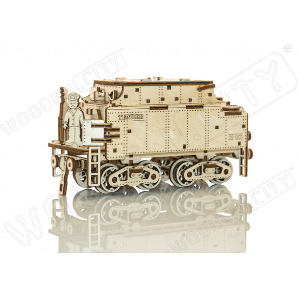 Expres cu vagon pe sine - puzzle mecanic 3D, Wooden City