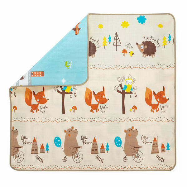 Covoras de joaca, Reversibil, Impermeabil, Din spuma, Fara BPA, 180 x 180 x 1 cm, 0 luni+, Multicolor, Feedo