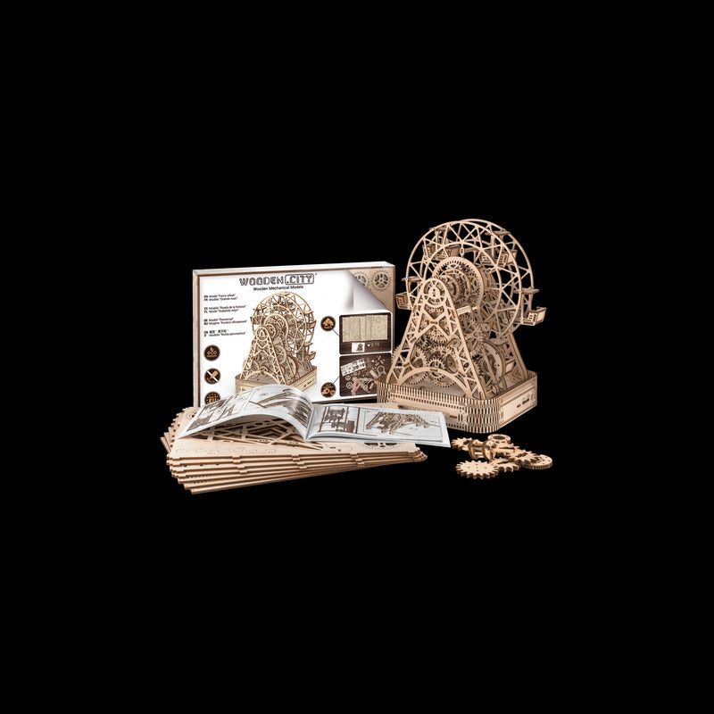 Puzzle 3D Ferris Wheel - Kit model mecanic, Wooden City