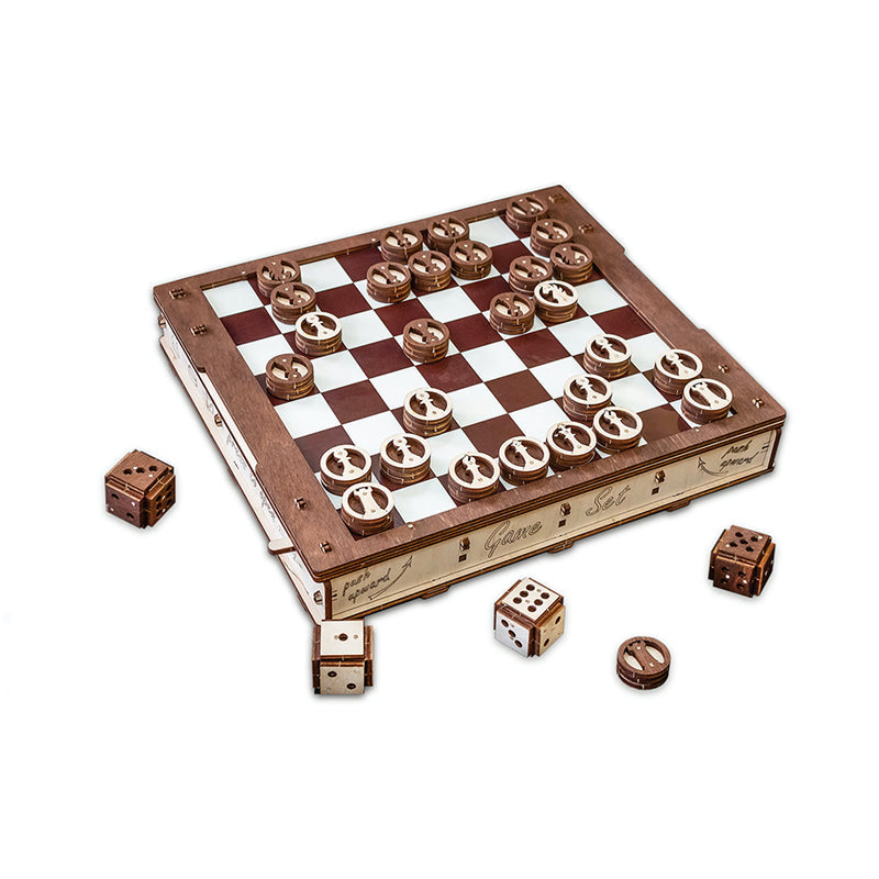 Set constructie cu mecanism Puzzle 3D GAMESET din lemn 620 piese @ EWA