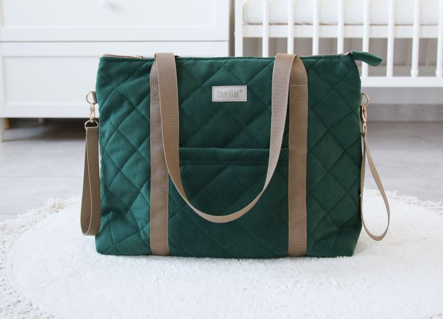 Geanta mamicii, pentru carucior si plimbare, 38 x 45 cm, Green, Tiny Star