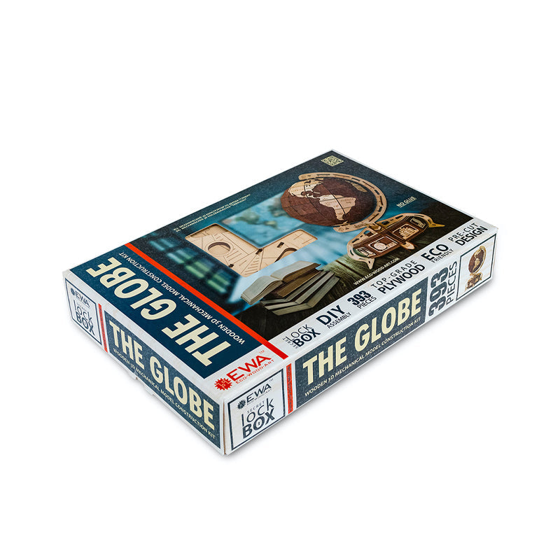 Set constructie cu mecanism Puzzle 3D THE GLOBE maro din lemn 393 piese @ EWA
