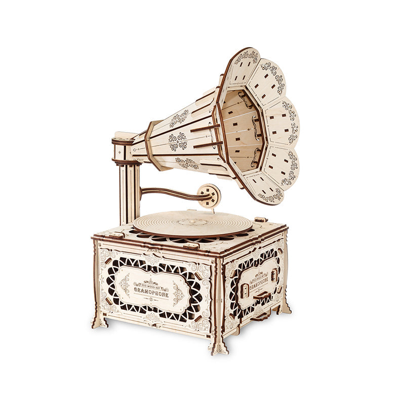 Set constructie cu mecanism Puzzle 3D GRAMOPHONE din lemn 321 piese @ EWA