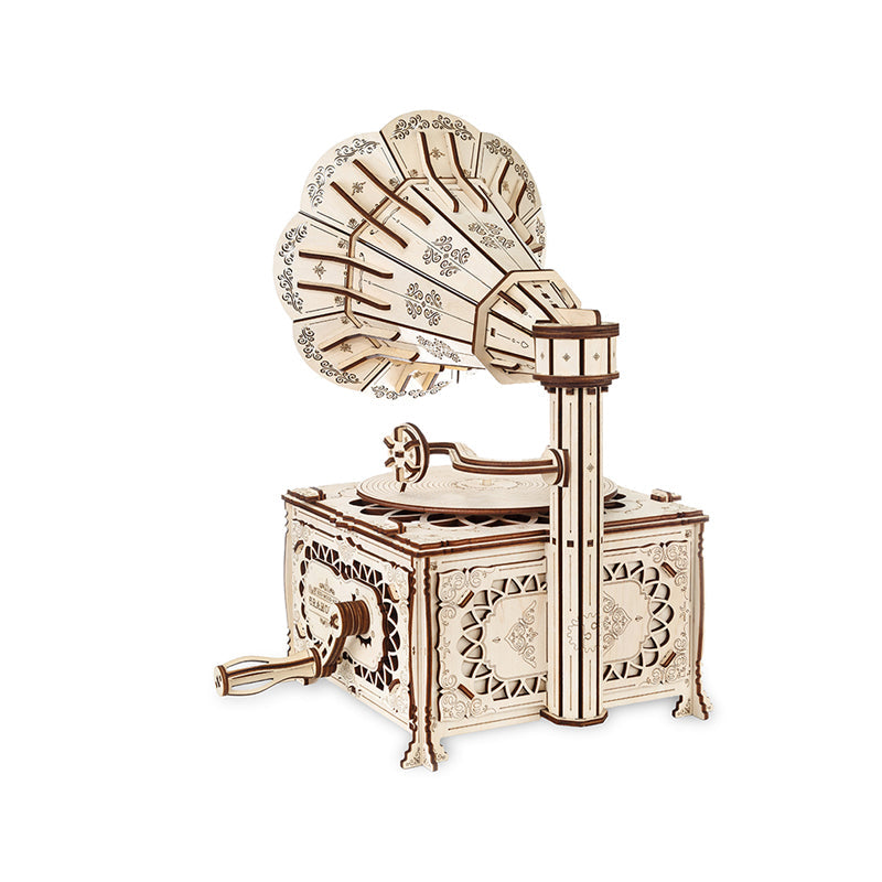 Set constructie cu mecanism Puzzle 3D GRAMOPHONE din lemn 321 piese @ EWA