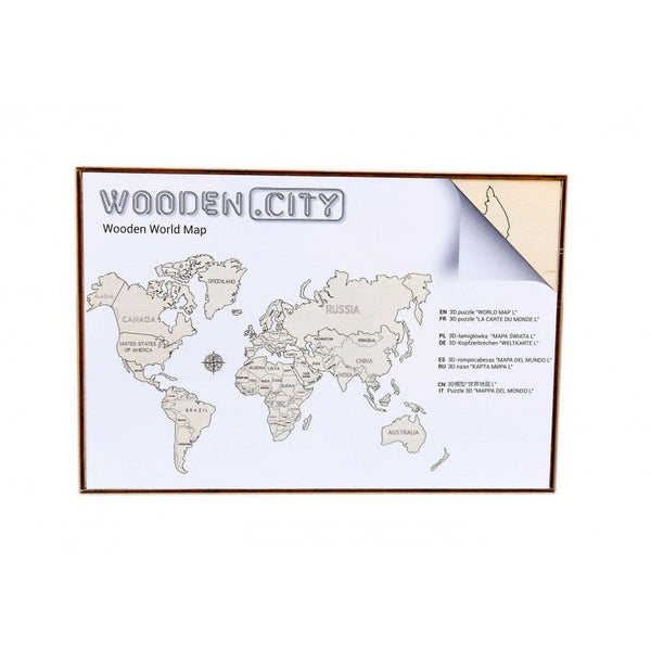 Harta lumii puzzle 3D de perete (L), Wooden City