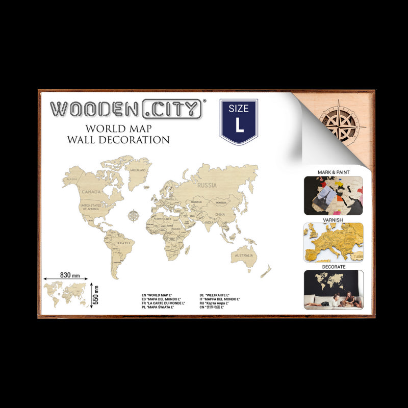 Harta lumii puzzle 3D de perete (L), Wooden City