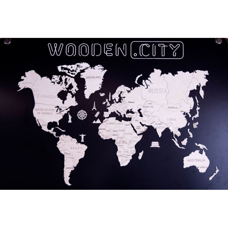 Harta lumii puzzle 3D de perete (XL), Wooden City