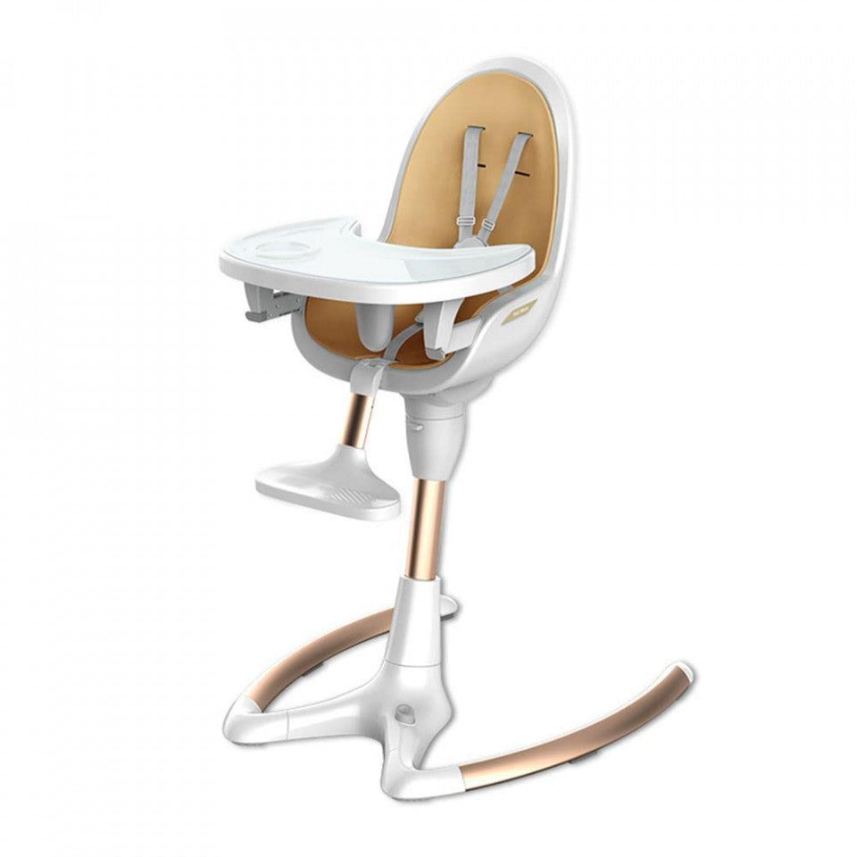 Scaun pentru Hranire 3 in 1, inaltime reglabila, rotatie 360 grade, inclinatie relglabila, 0 - 50 kg, White Gold, Hot Mom