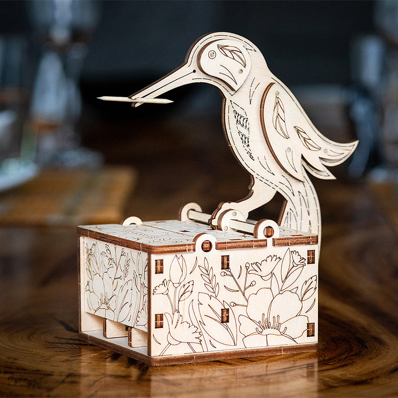 Set constructie mini cu mecanism Puzzle 3D BIRD din lemn 38 piese @ EWA