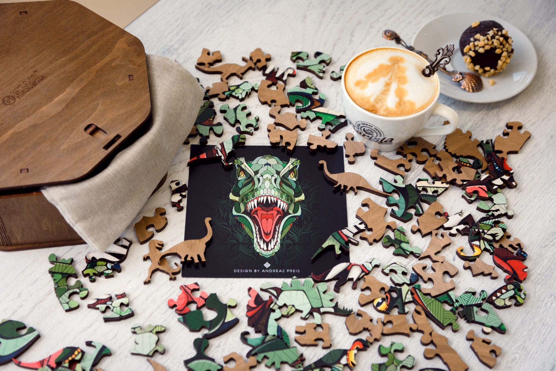 Puzzle din lemn, T-REX, 129 piese @ EWA