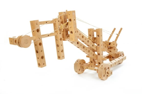 Set constructie mecanica din lemn Pony 01, 120 piese, Pony