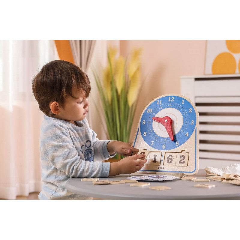 Joc educativ, Invata sa citesti ceasul, din lemn,  tip Montessori, +3ani, VIGA
