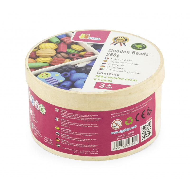 Joc de creatie cu margele din lemn, tip Montessori, +3ani, Viga