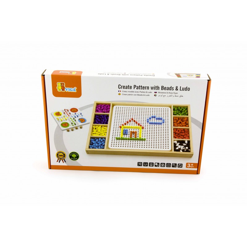 Set 2 jocuri educative, Ludo si Set de creatie cu margele, +3ani, VIGA