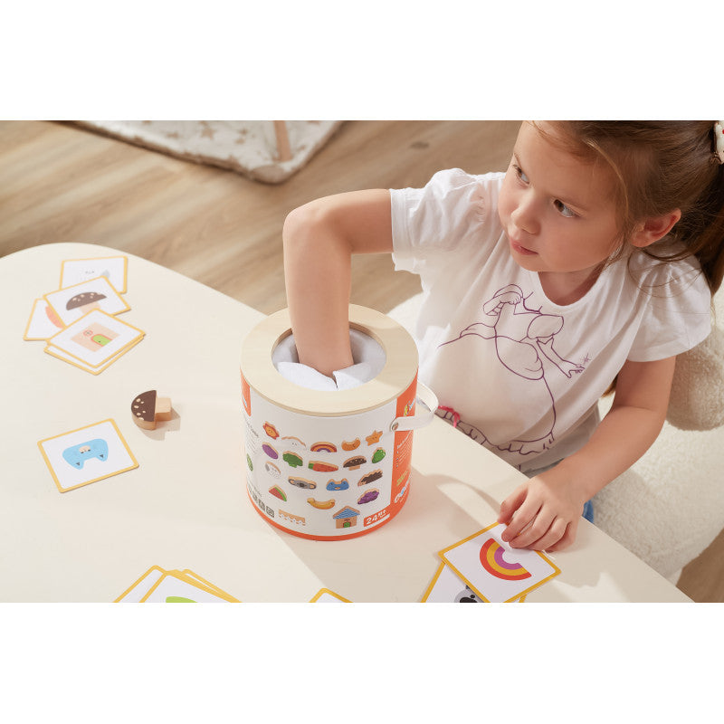 Joc senzorial de asociere Atinge si gaseste,  din lemn, tip Montessori, +3ani, Viga