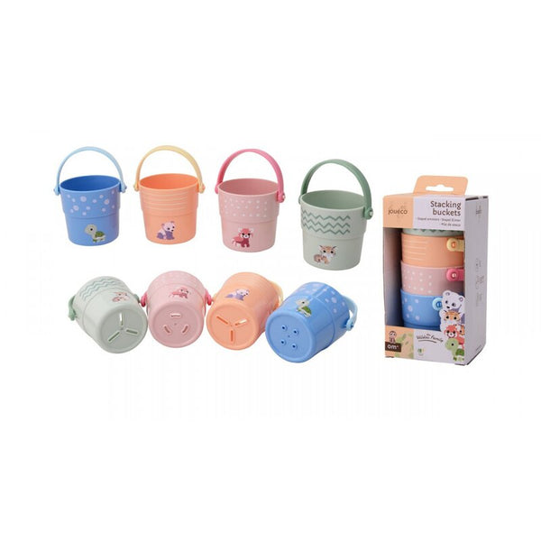Set 4 Galetuse de Baie, si pentru Stivuit, 17 cm, 0 luni+, Multicolor, Joueco
